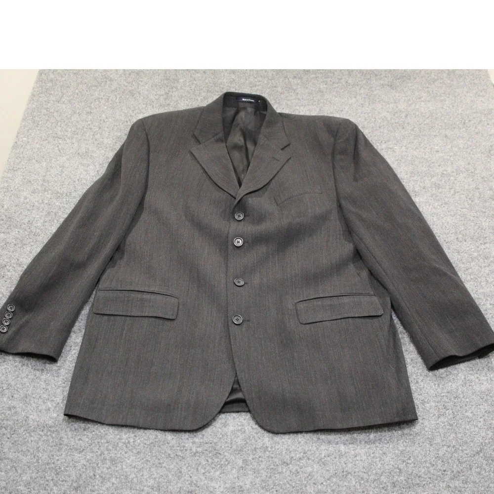 Vintage Ralph Lauren Men's Gray Suit Jacket Blazer 44L Wool Blend 4 Button